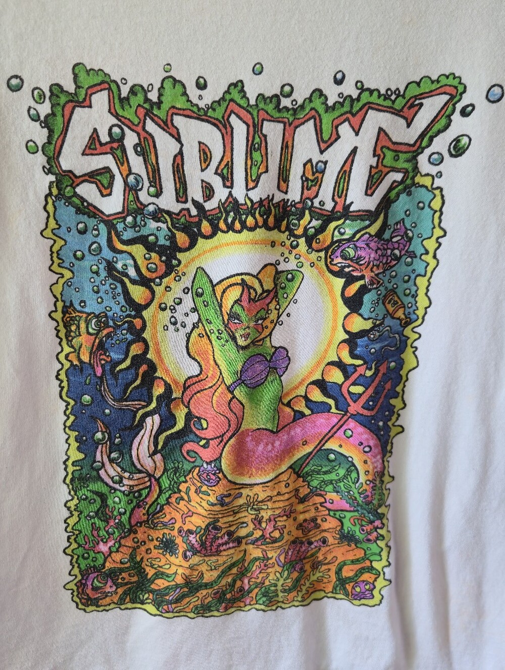 Sublime Graphic Tee | Mermaid Underwater Tattoo Art | Size Small 🎸🐢🌊🧜‍♀️✨